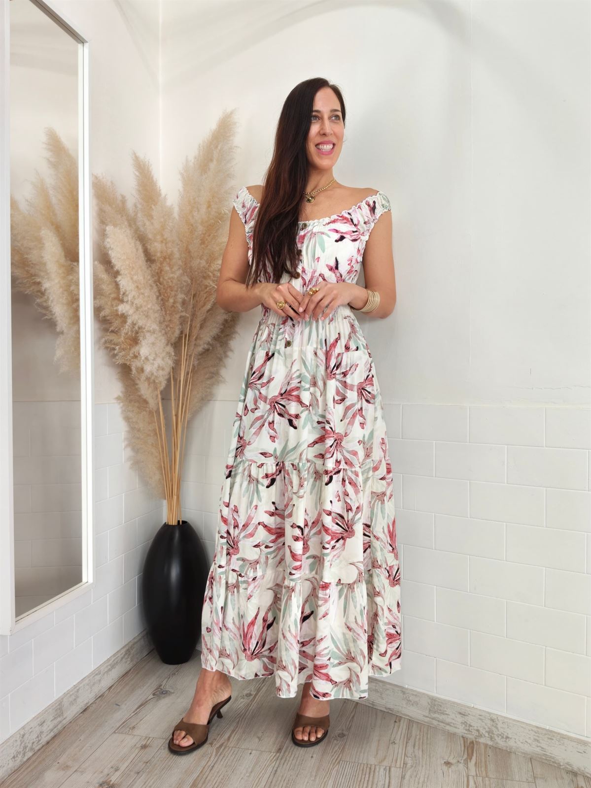 VESTIDO LEAVES ROSA - Imagen 4