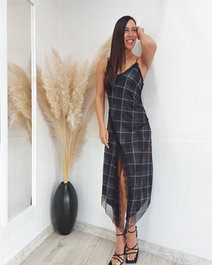 VESTIDO LENCERO CUADROS - Imagen 1