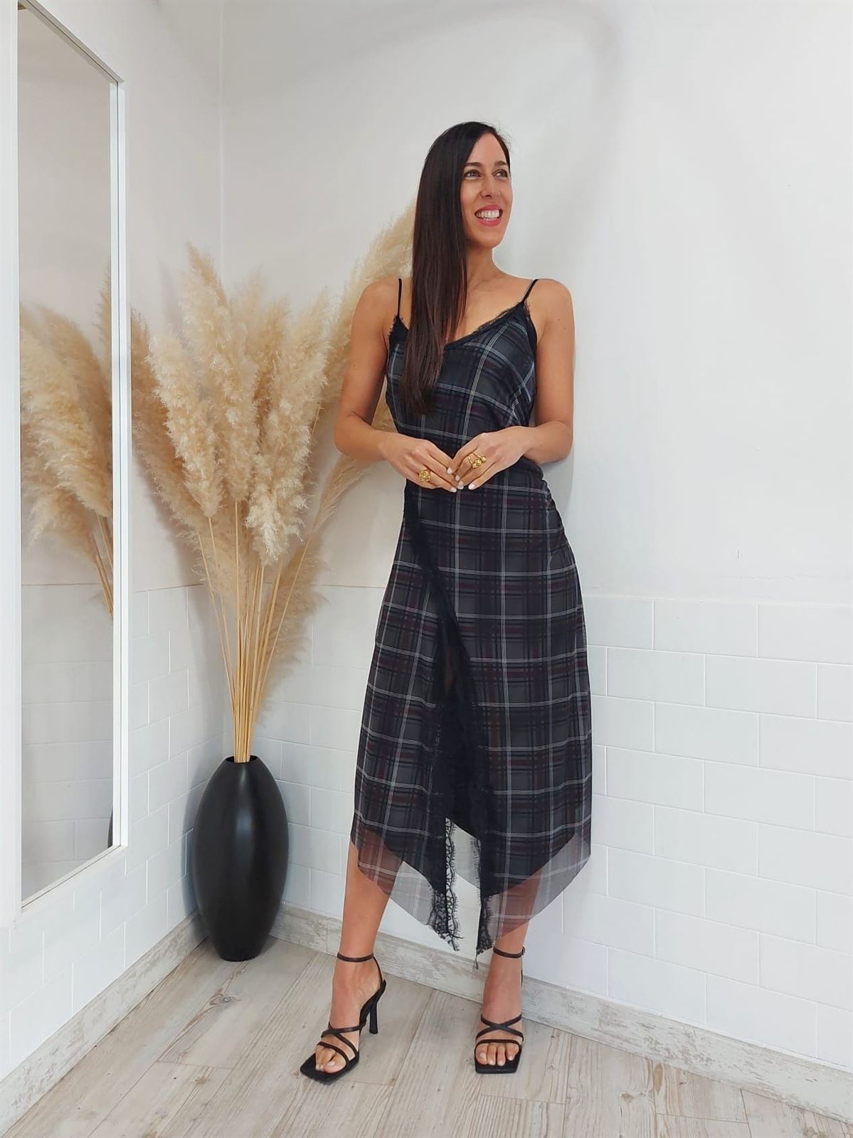 VESTIDO LENCERO CUADROS - Imagen 3