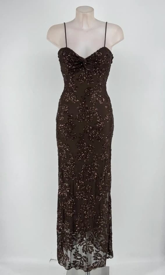 VESTIDO LENTEJUELAS CHOCOLATE - Imagen 1