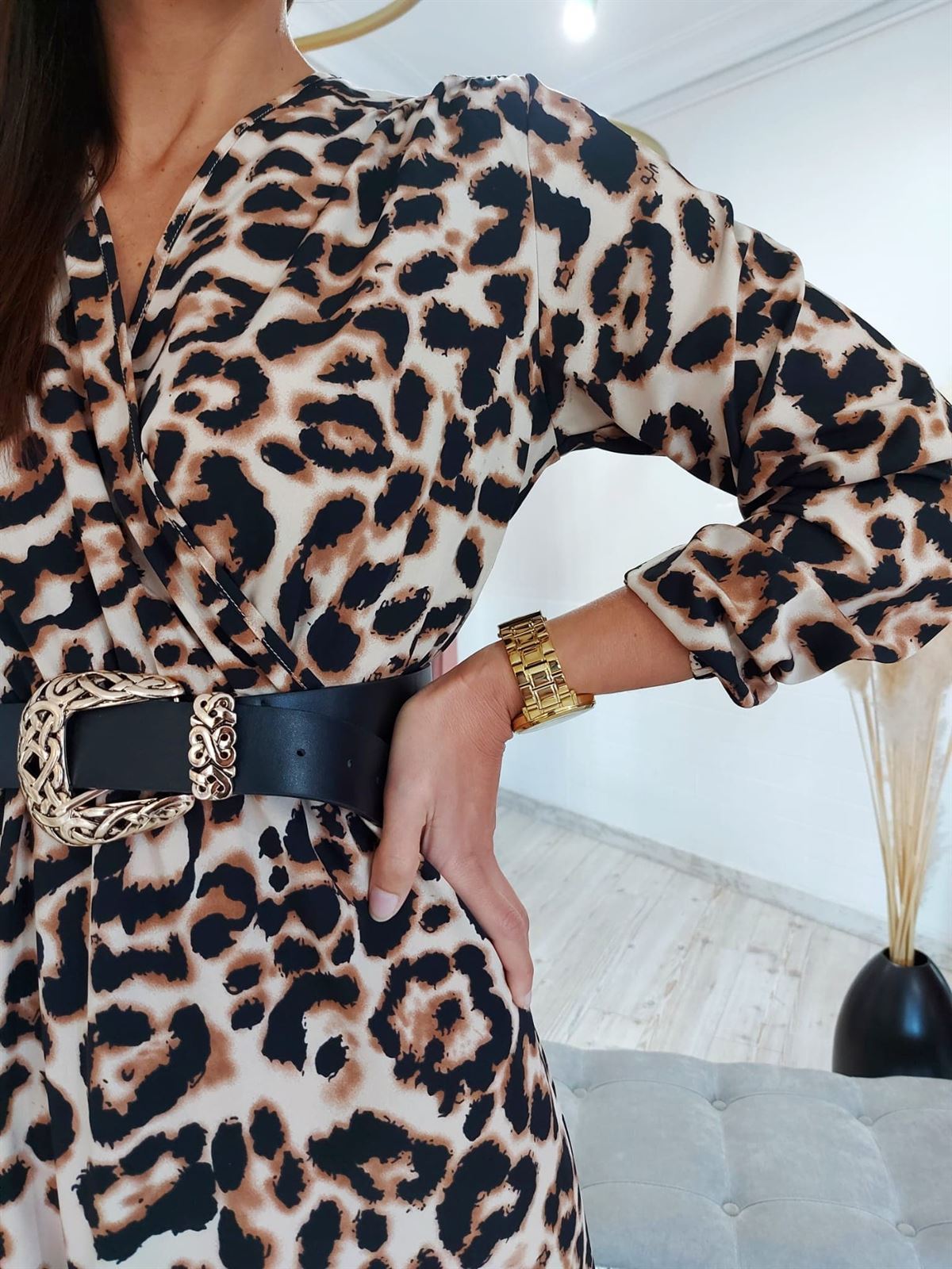 VESTIDO LEOPARDO BEIGE - Imagen 2