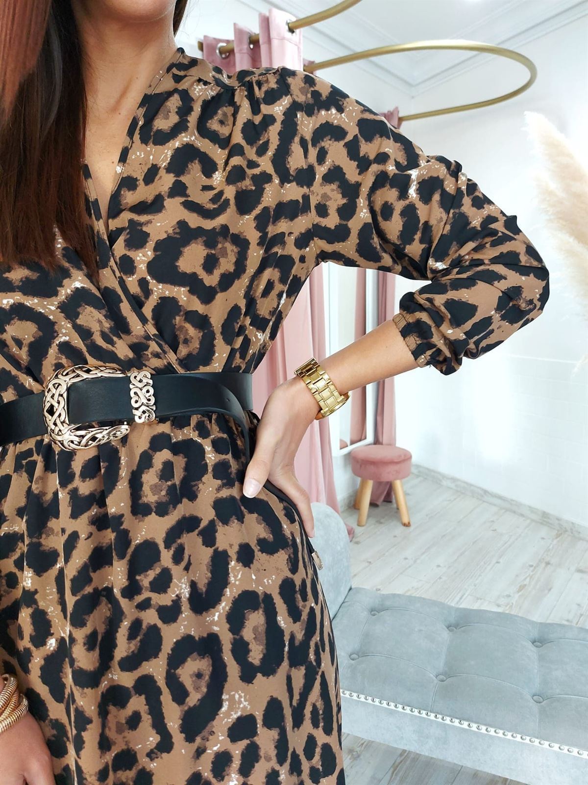 VESTIDO LEOPARDO MARRON - Imagen 2