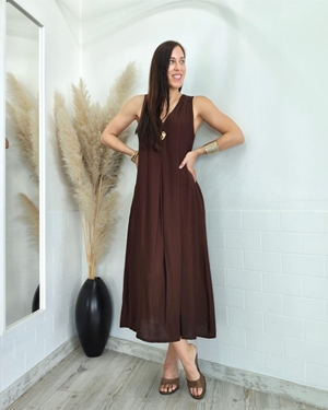 VESTIDO LISO CHOCOLATE - Imagen 1