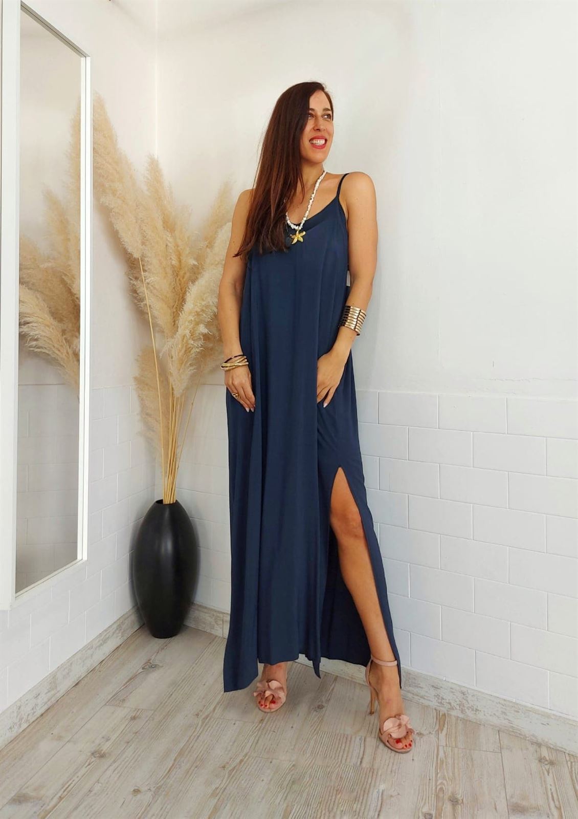 VESTIDO LISO MARINO - Imagen 1