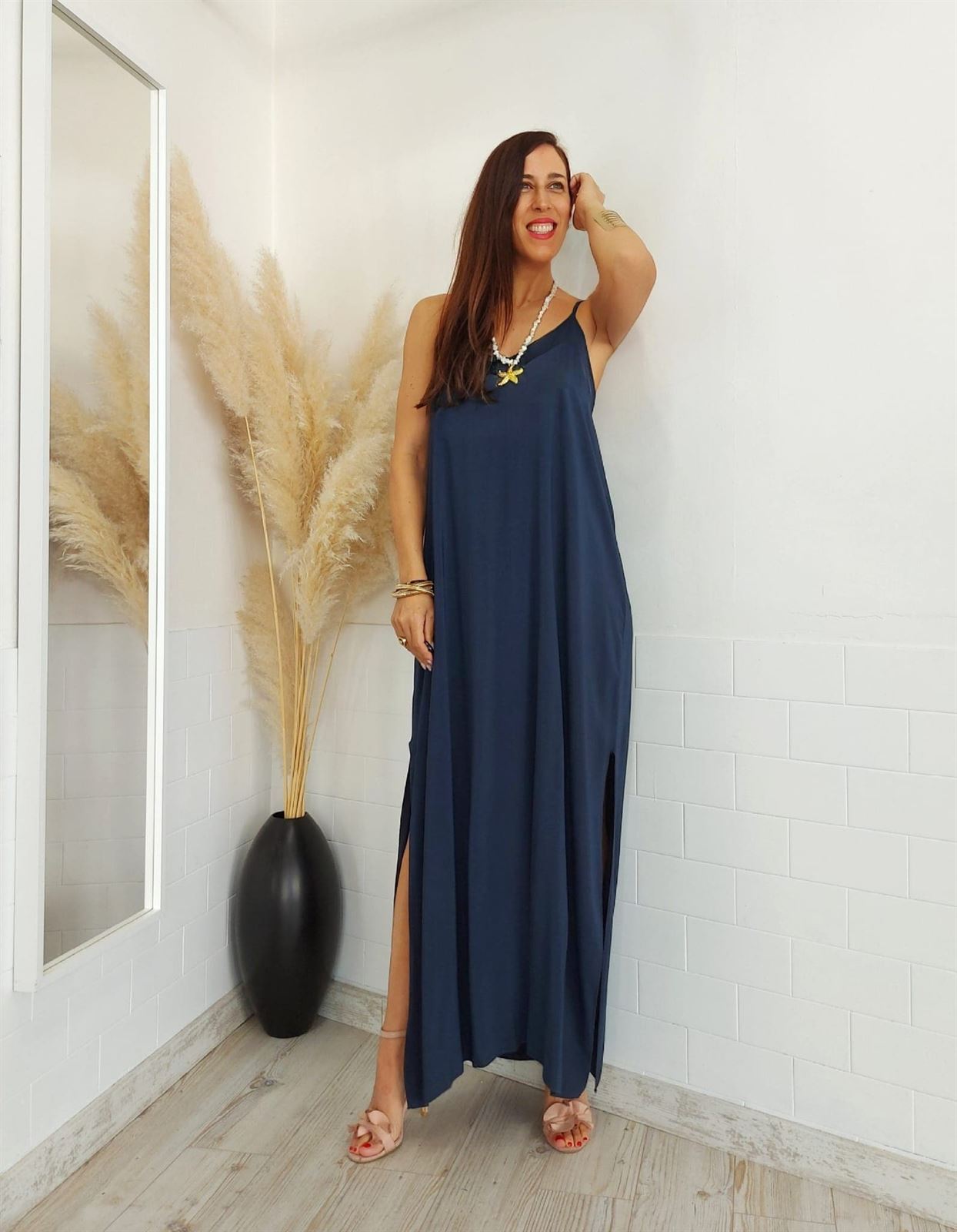 VESTIDO LISO MARINO - Imagen 3