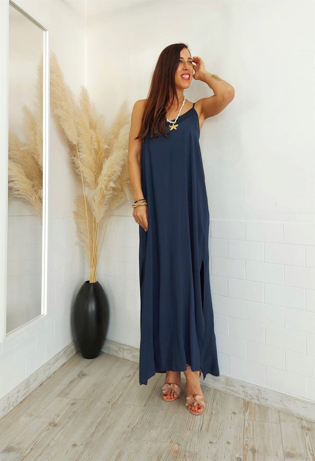 VESTIDO LISO MARINO - Imagen 4