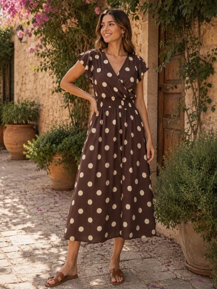 VESTIDO LUNARES CHOCOLATE - Imagen 1