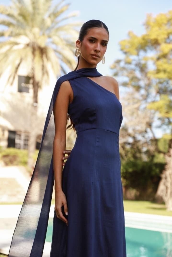 VESTIDO MADA ASIMÉTRICO MARINO - Imagen 1