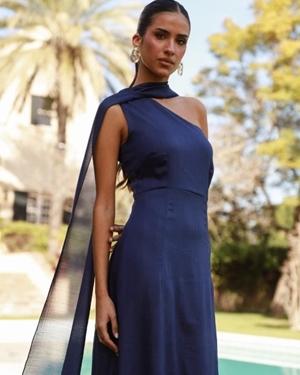 VESTIDO MADA ASIMÉTRICO MARINO - Imagen 1