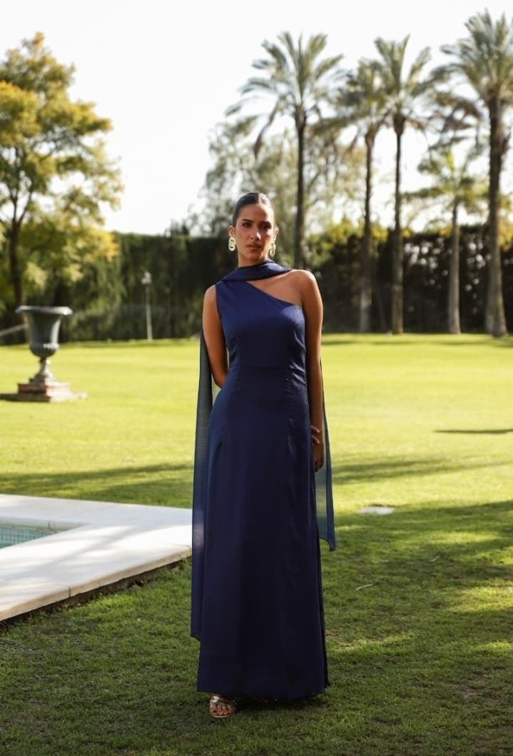 VESTIDO MADA ASIMÉTRICO MARINO - Imagen 2