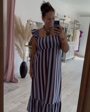 VESTIDO MEIRÁS CELESTE/CHOCOLATE - Imagen 1