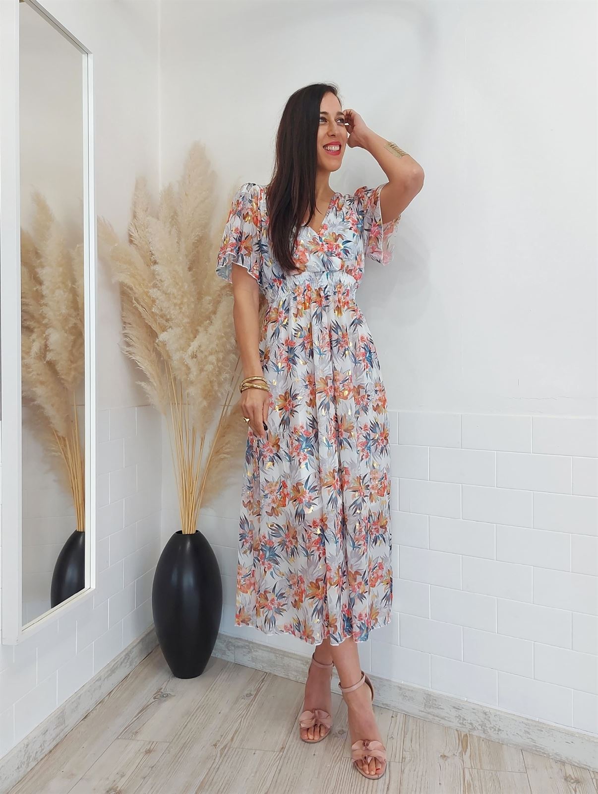 VESTIDO MINERVA ESTAMPADO BLANCO - Imagen 5