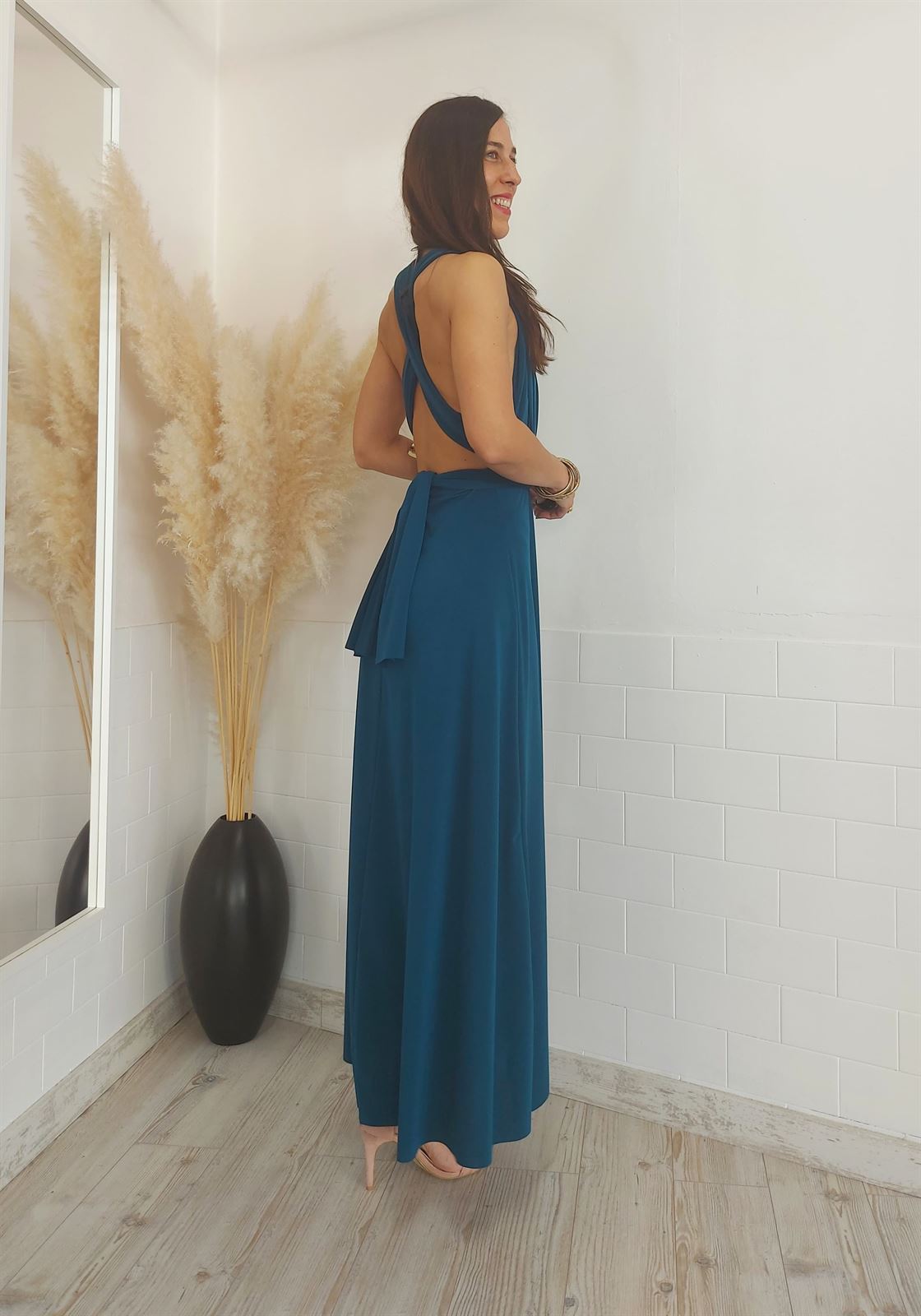 VESTIDO MULTIPOSICION PETRÓLEO - Imagen 2