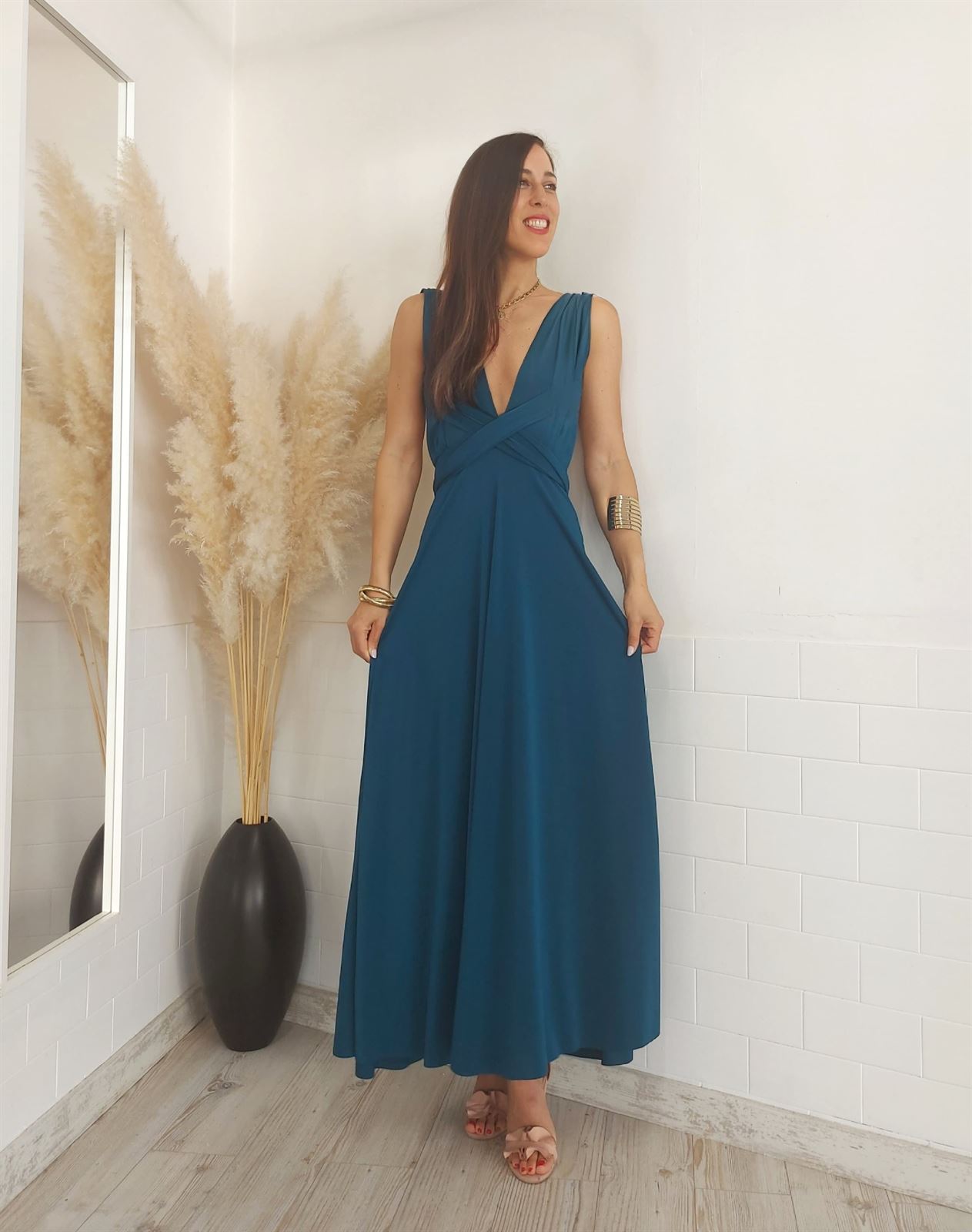 VESTIDO MULTIPOSICION PETRÓLEO - Imagen 3