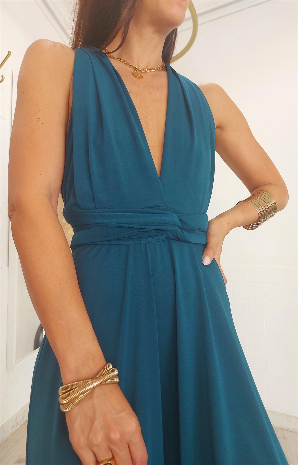 VESTIDO MULTIPOSICION PETRÓLEO - Imagen 4
