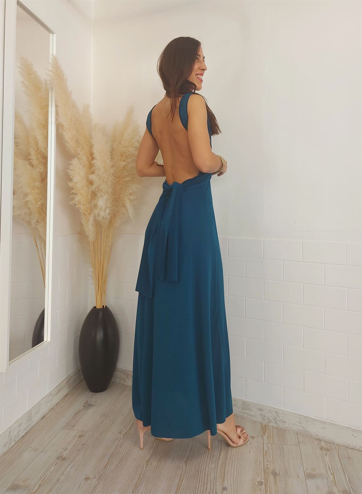 VESTIDO MULTIPOSICION PETRÓLEO - Imagen 5