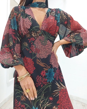 VESTIDO NEGRO ESTAMPADO - Imagen 2