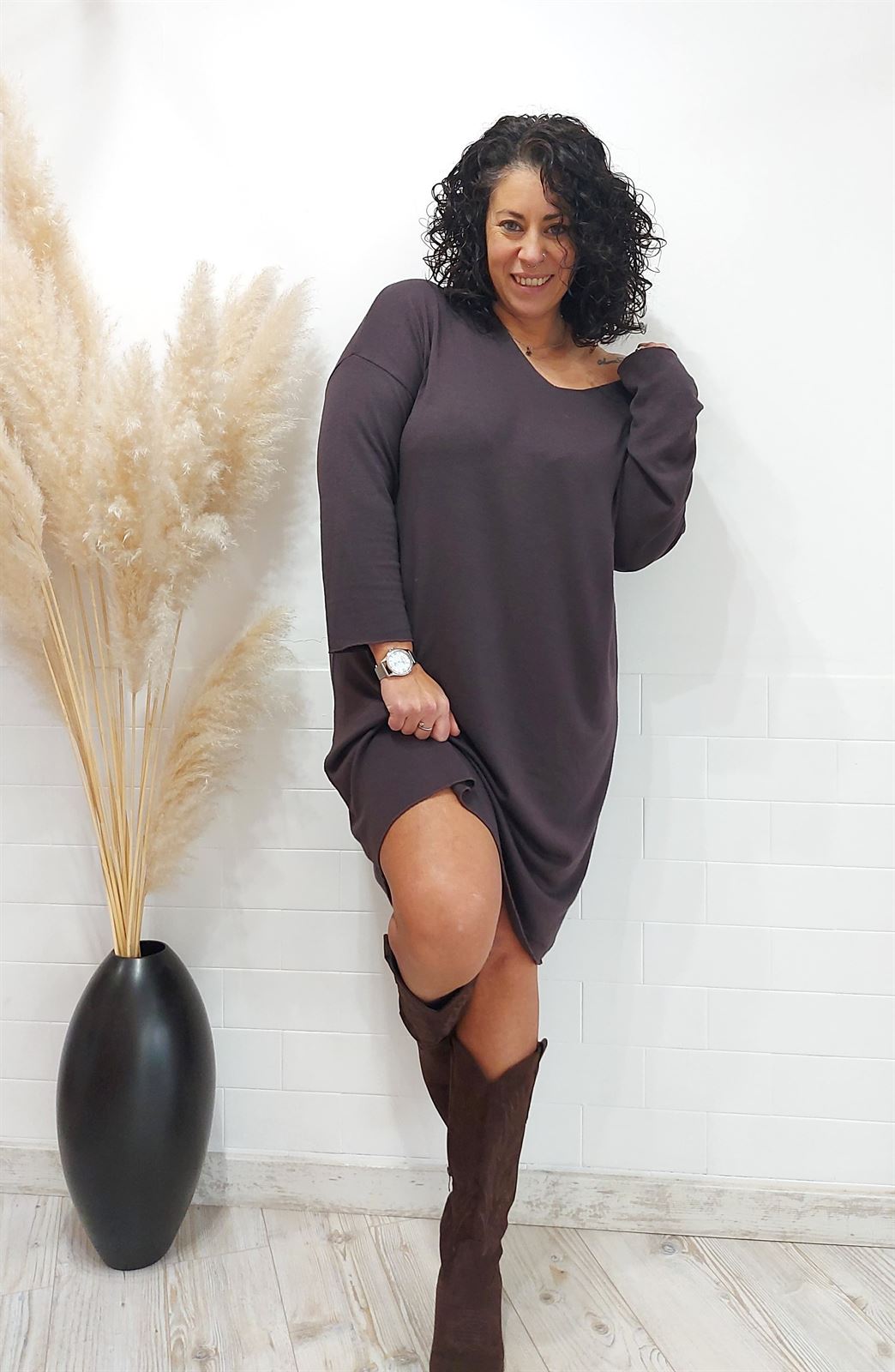 VESTIDO PUNTO CHOCOLATE - Imagen 3