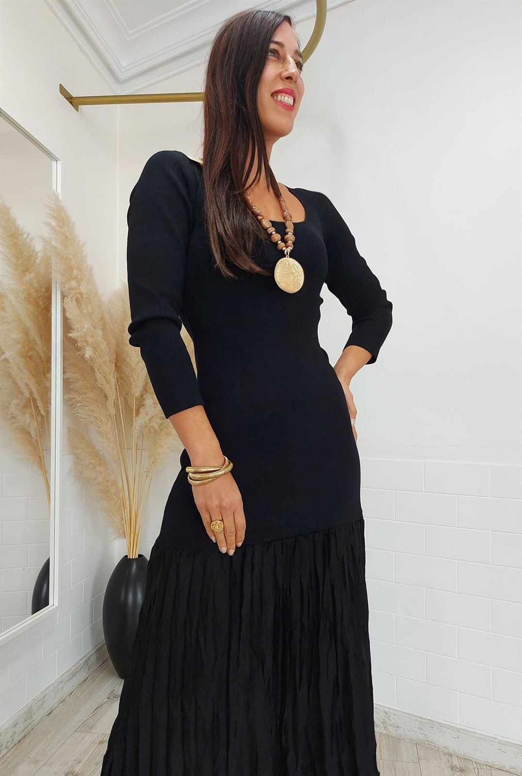 VESTIDO PUNTO COMBINADO - Imagen 2