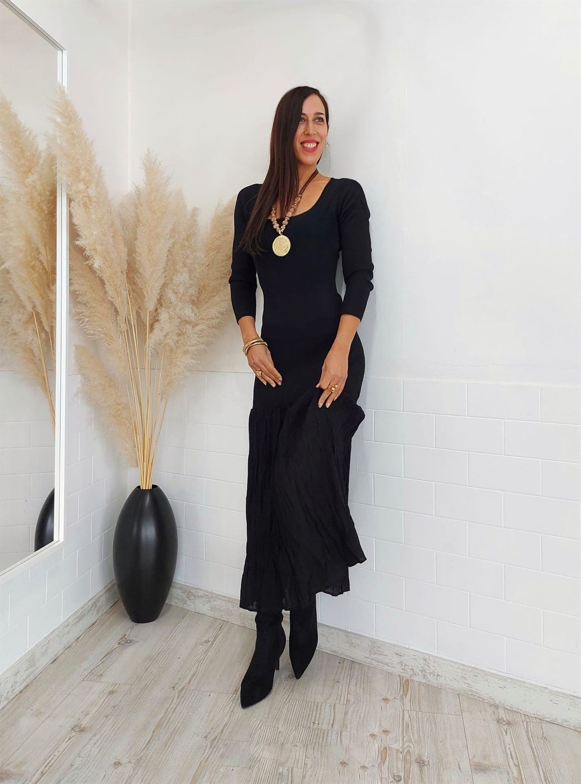 VESTIDO PUNTO COMBINADO - Imagen 6