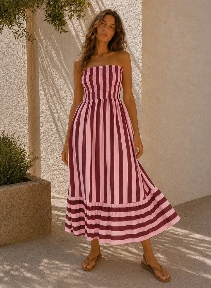 VESTIDO RAYAS VOLANTE - Imagen 1