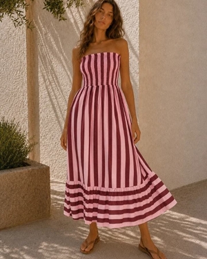 VESTIDO RAYAS VOLANTE - Imagen 1