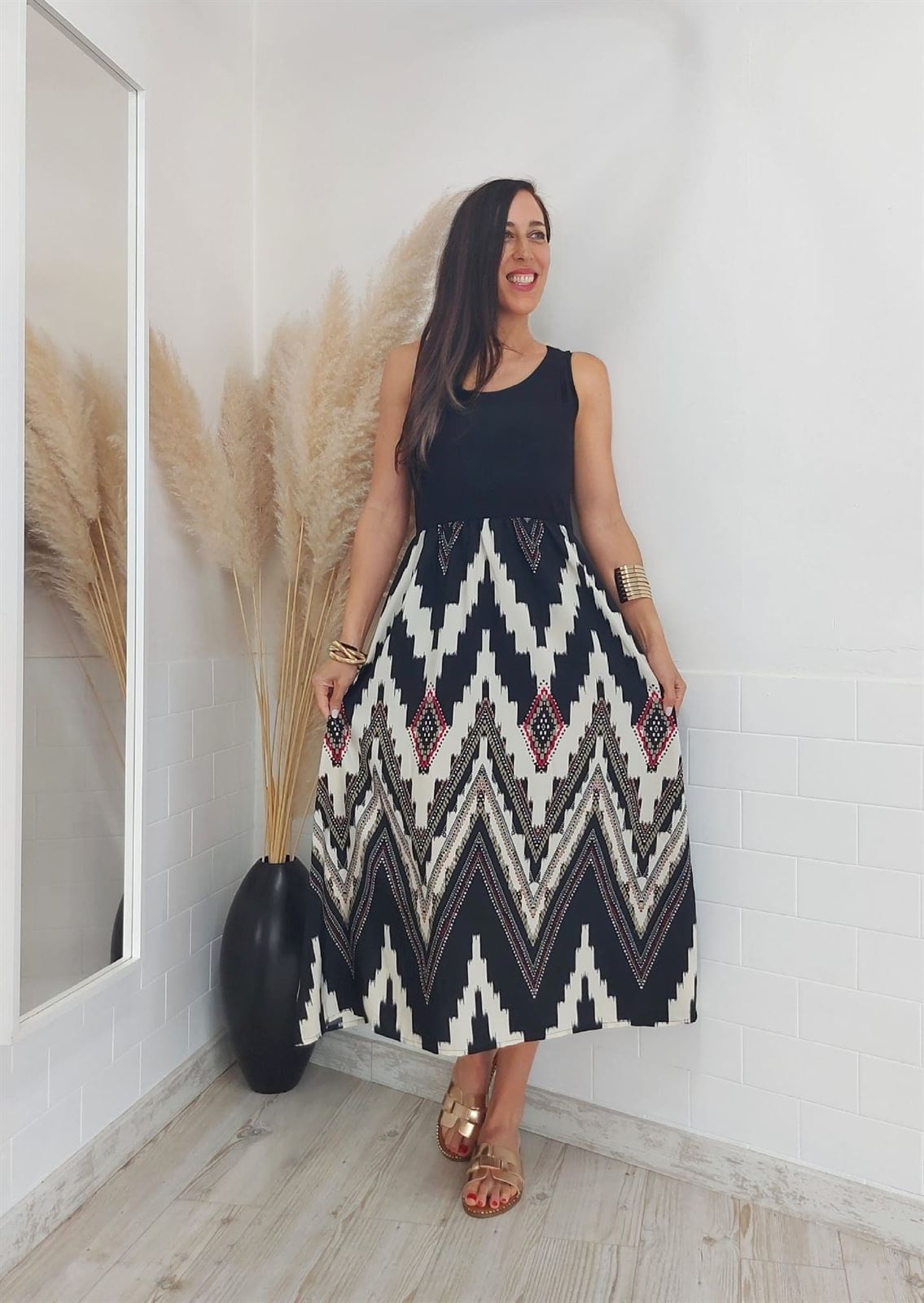 VESTIDO SAFARI NEGRO - Imagen 1