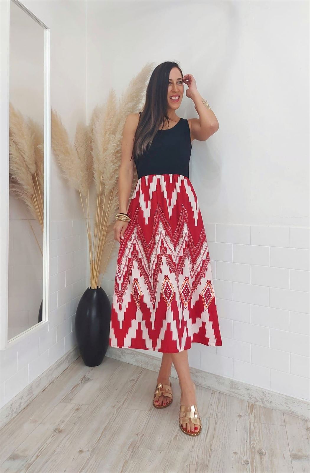 VESTIDO SAFARI ROJO - Imagen 1