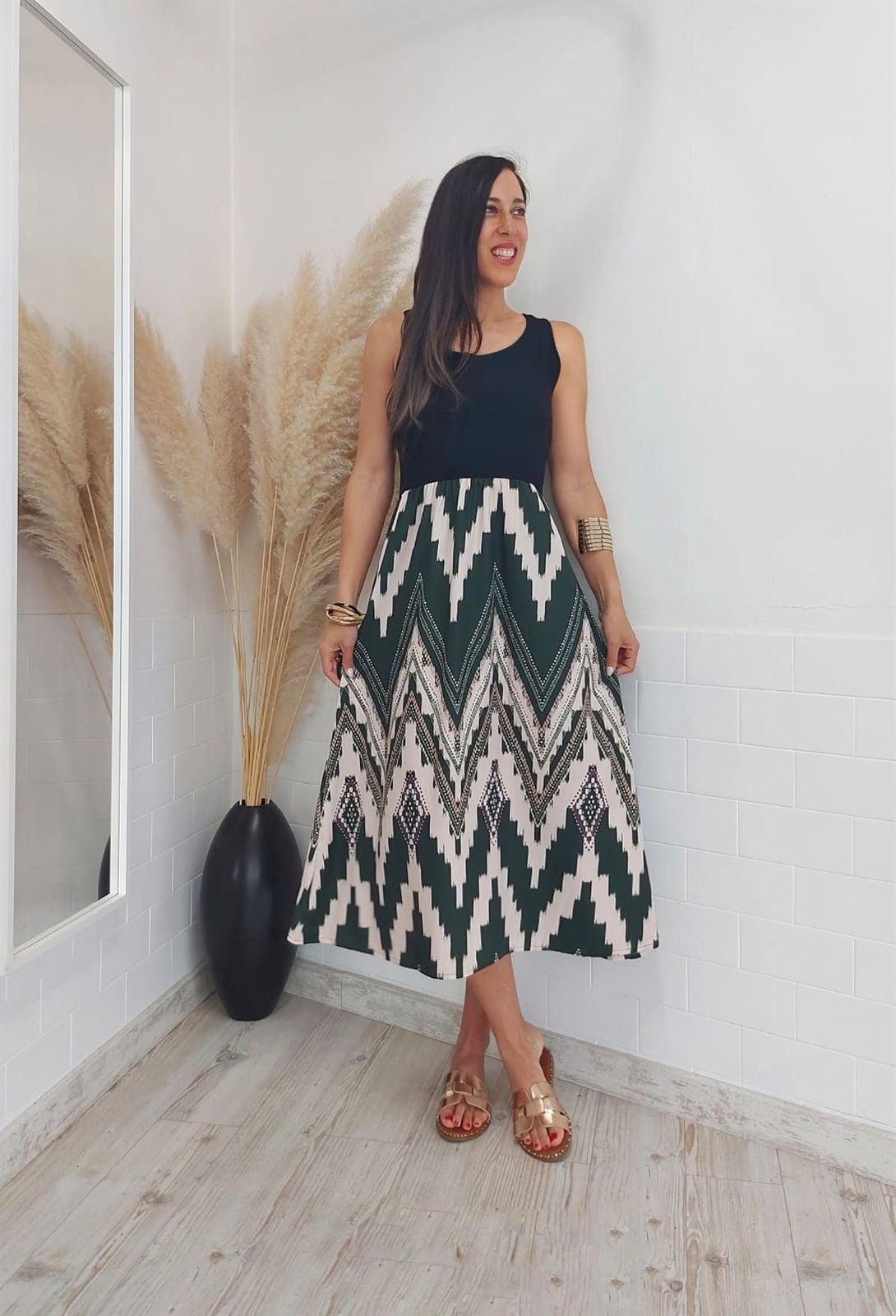 VESTIDO SAFARI VERDE - Imagen 1
