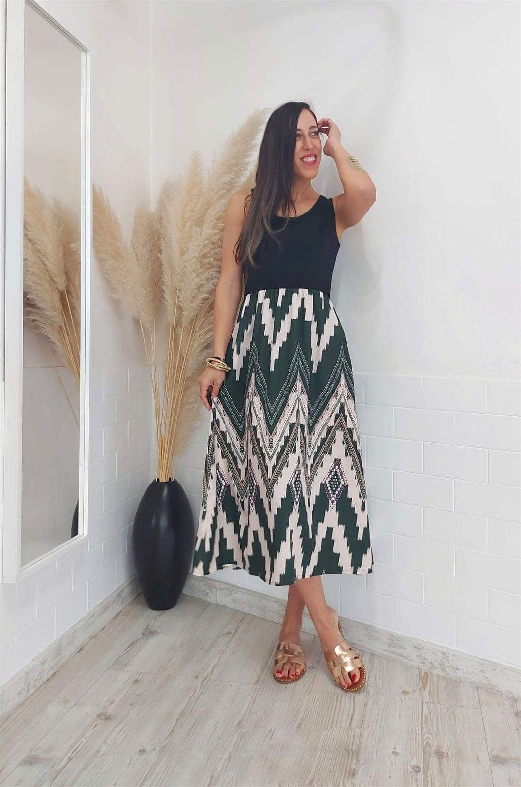 VESTIDO SAFARI VERDE - Imagen 3