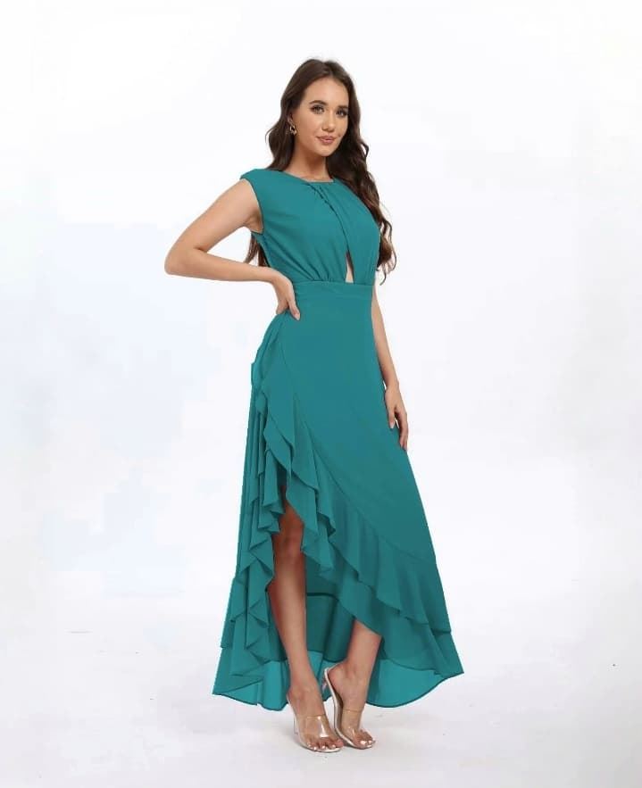 VESTIDO SEVILLA VERDE PETROLEO - Imagen 1