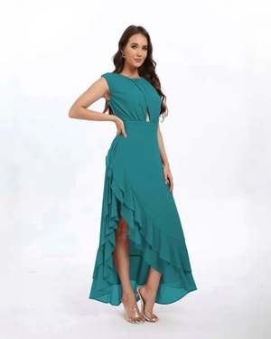 VESTIDO SEVILLA VERDE PETROLEO - Imagen 1