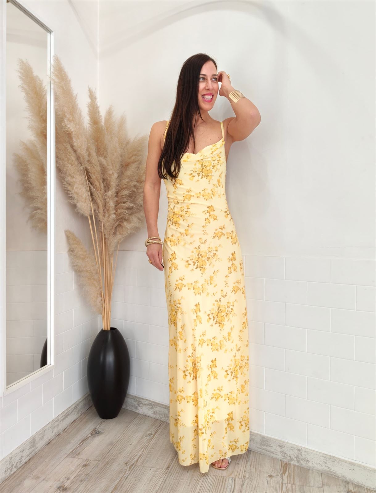 VESTIDO SOFIA ESTAMPADO AMARILLO - Imagen 1