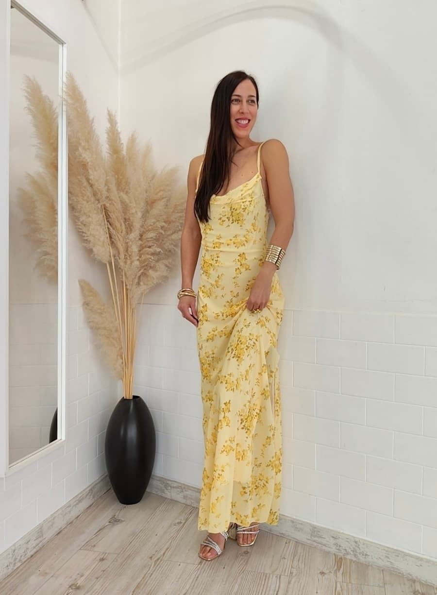 VESTIDO SOFIA ESTAMPADO AMARILLO - Imagen 3