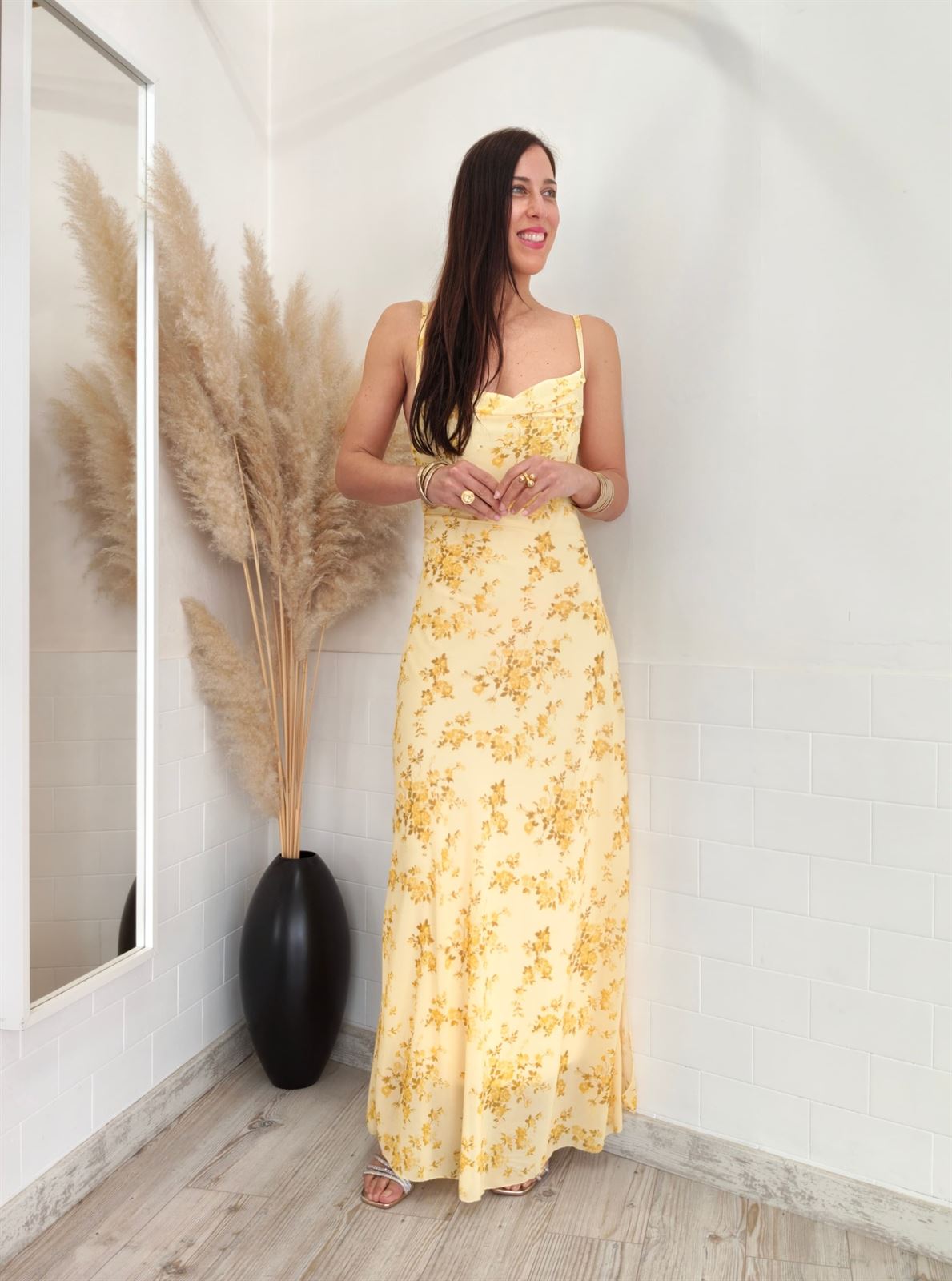 VESTIDO SOFIA ESTAMPADO AMARILLO - Imagen 4