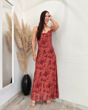 VESTIDO SOFIA ESTAMPADO TEJA - Imagen 1