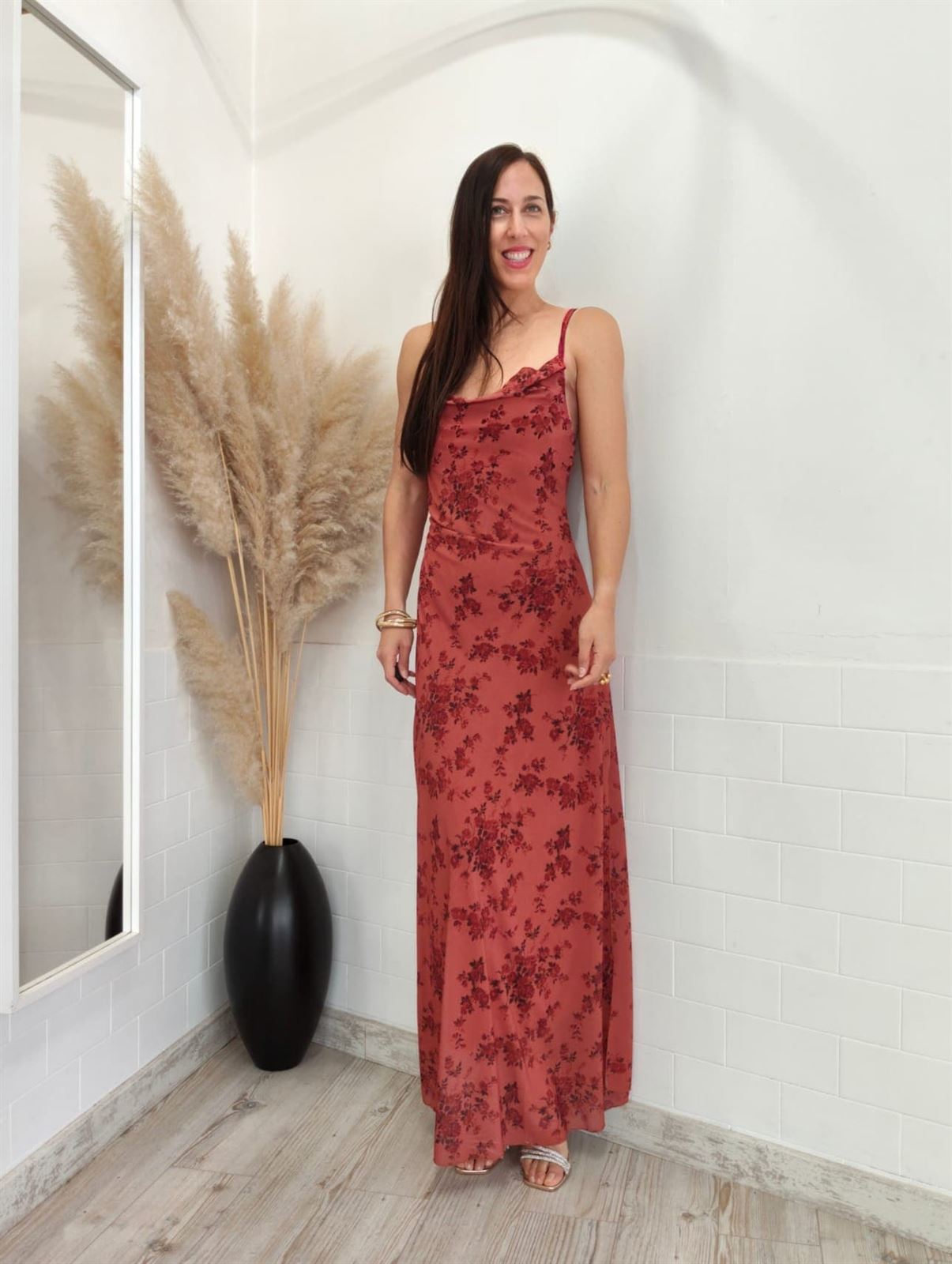 VESTIDO SOFIA ESTAMPADO TEJA - Imagen 3