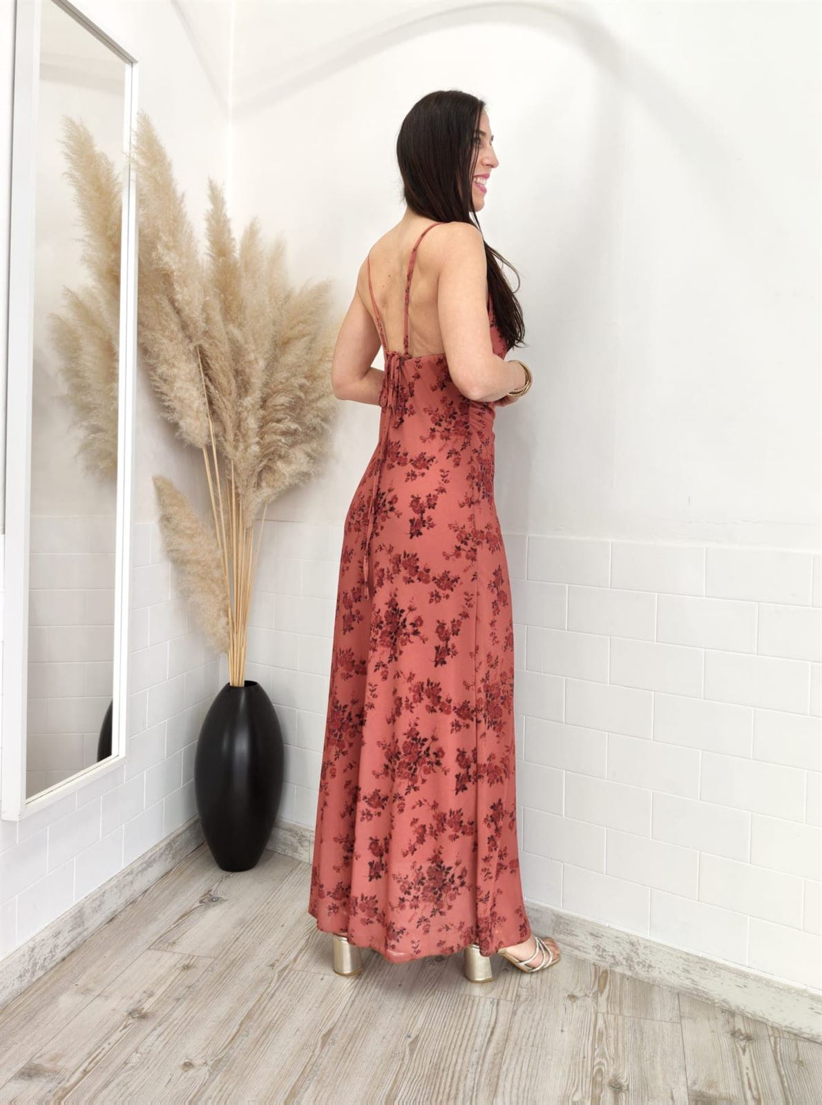 VESTIDO SOFIA ESTAMPADO TEJA - Imagen 4