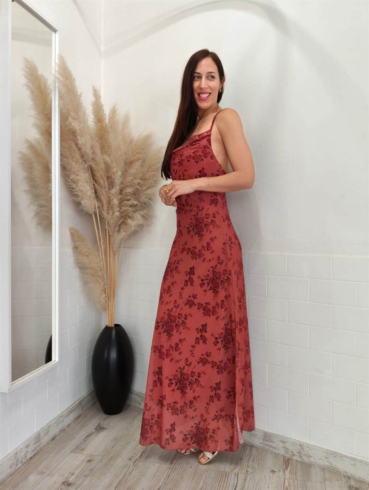 VESTIDO SOFIA ESTAMPADO TEJA - Imagen 5