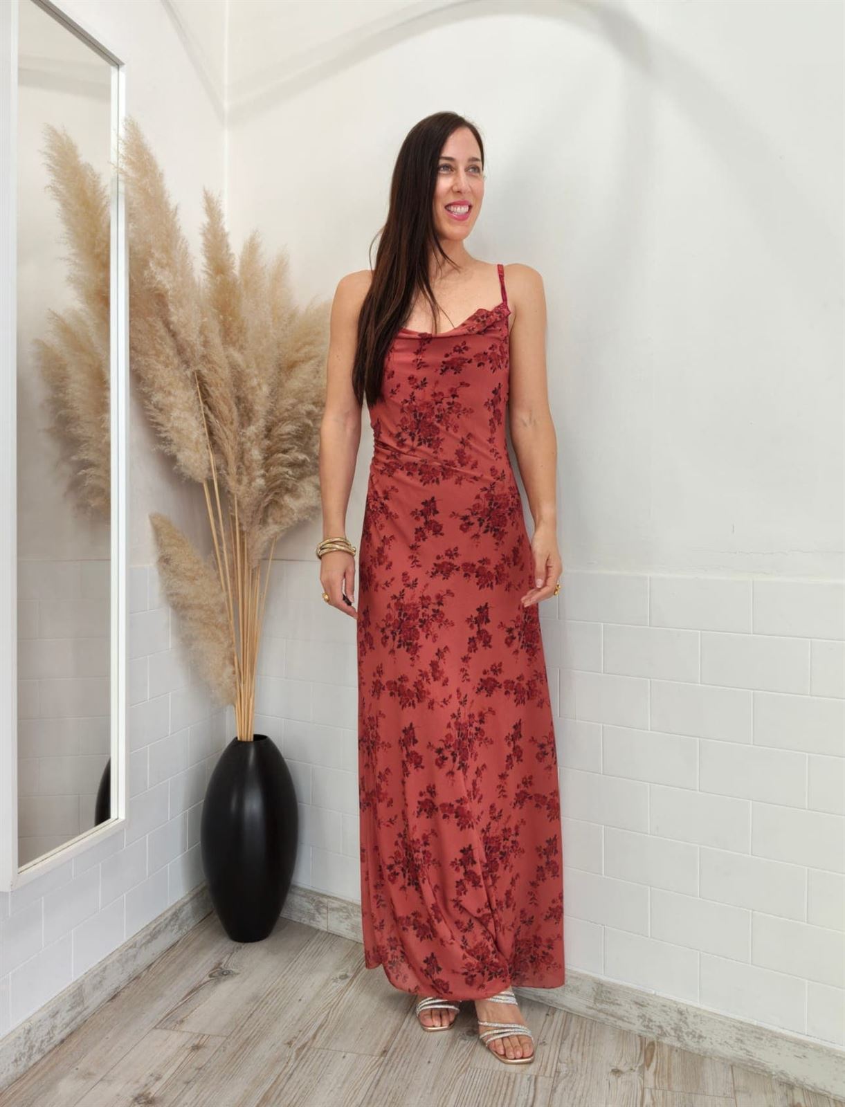 VESTIDO SOFIA ESTAMPADO TEJA - Imagen 6