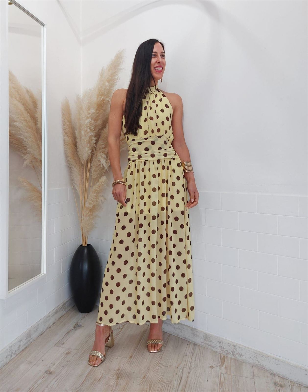 VESTIDO SONIA LUNARES AMARILLO - Imagen 1
