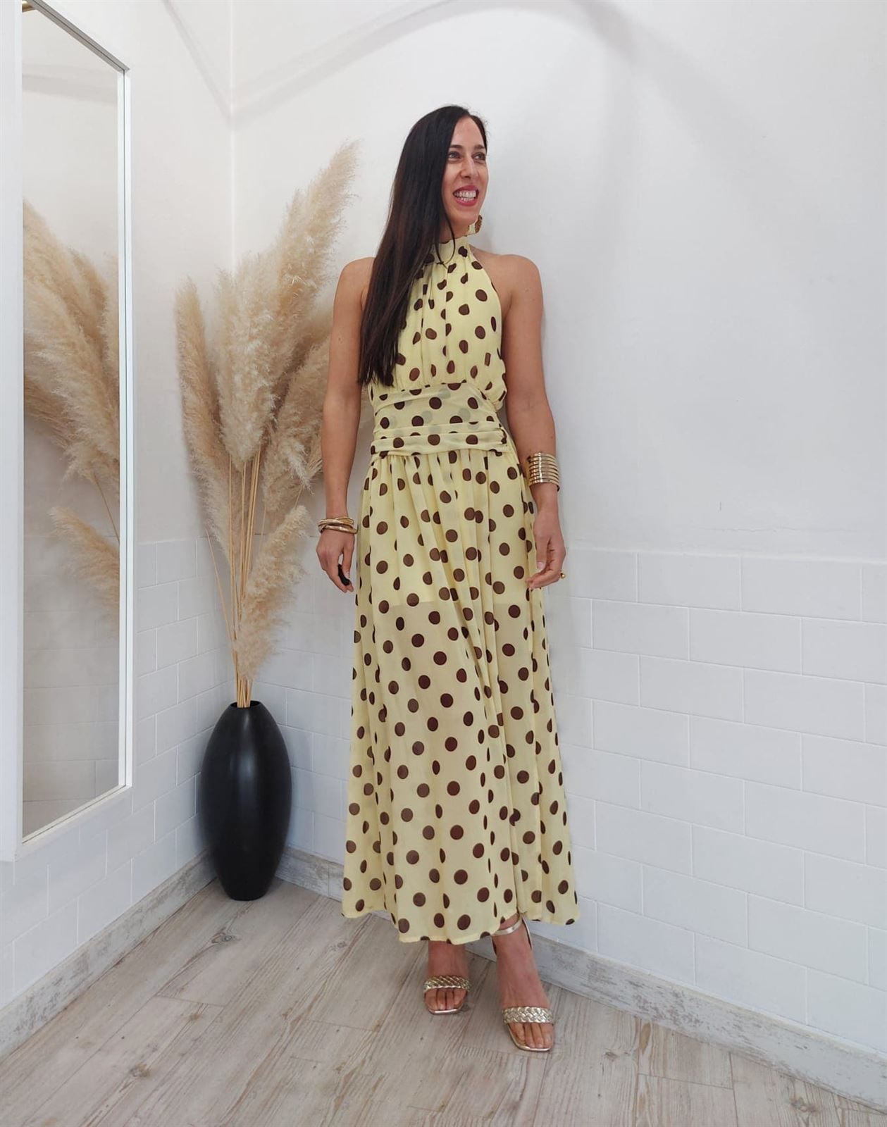 VESTIDO SONIA LUNARES AMARILLO - Imagen 4