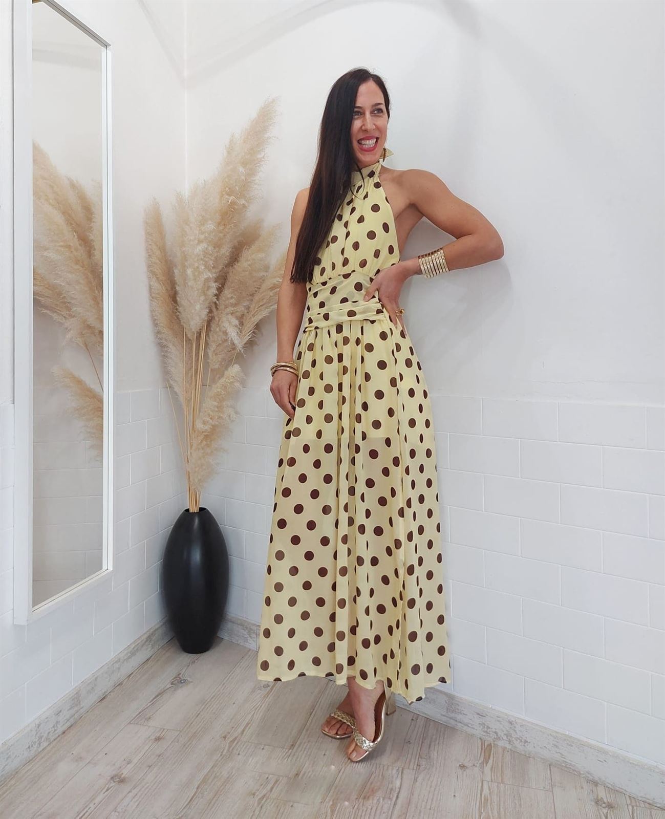 VESTIDO SONIA LUNARES AMARILLO - Imagen 5