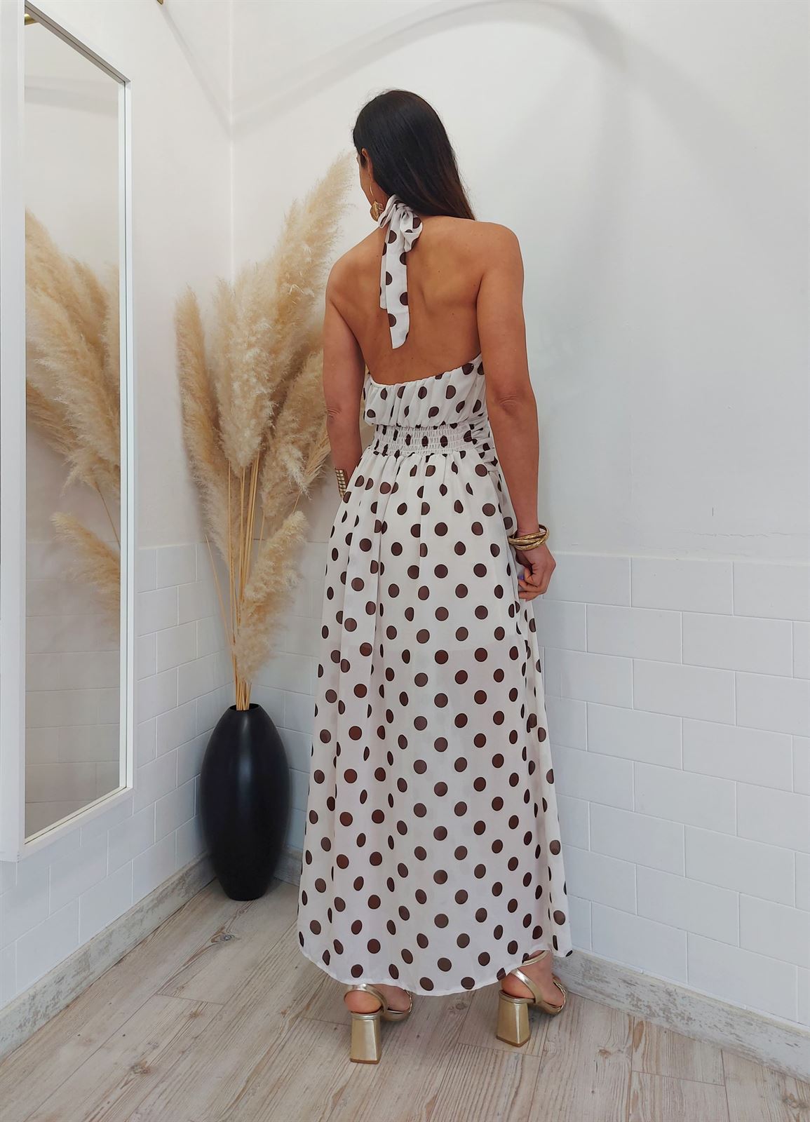 VESTIDO SONIA LUNARES BEIGE - Imagen 1