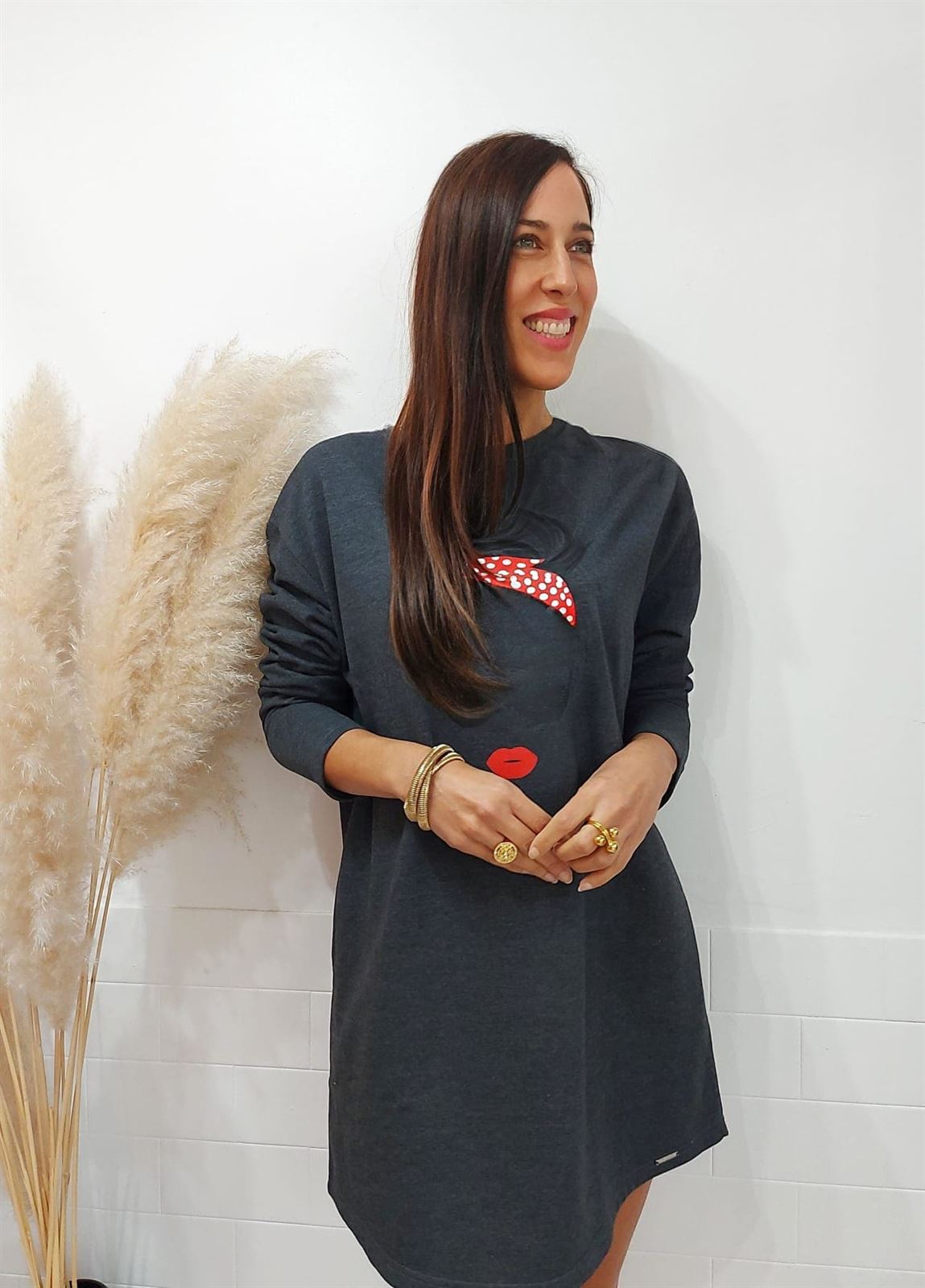 VESTIDO SUDADERA GRIS - Imagen 5