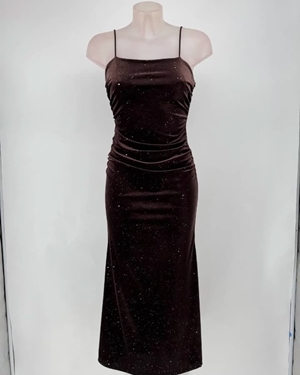 VESTIDO TERCIOPELO BRILLI CHOCOLATE - Imagen 1