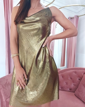 VESTIDO TIRA BRILLO DORADO - Imagen 2