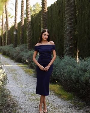 VESTIDO TOLEDO ESCOTE HALTER MARINO - Imagen 1