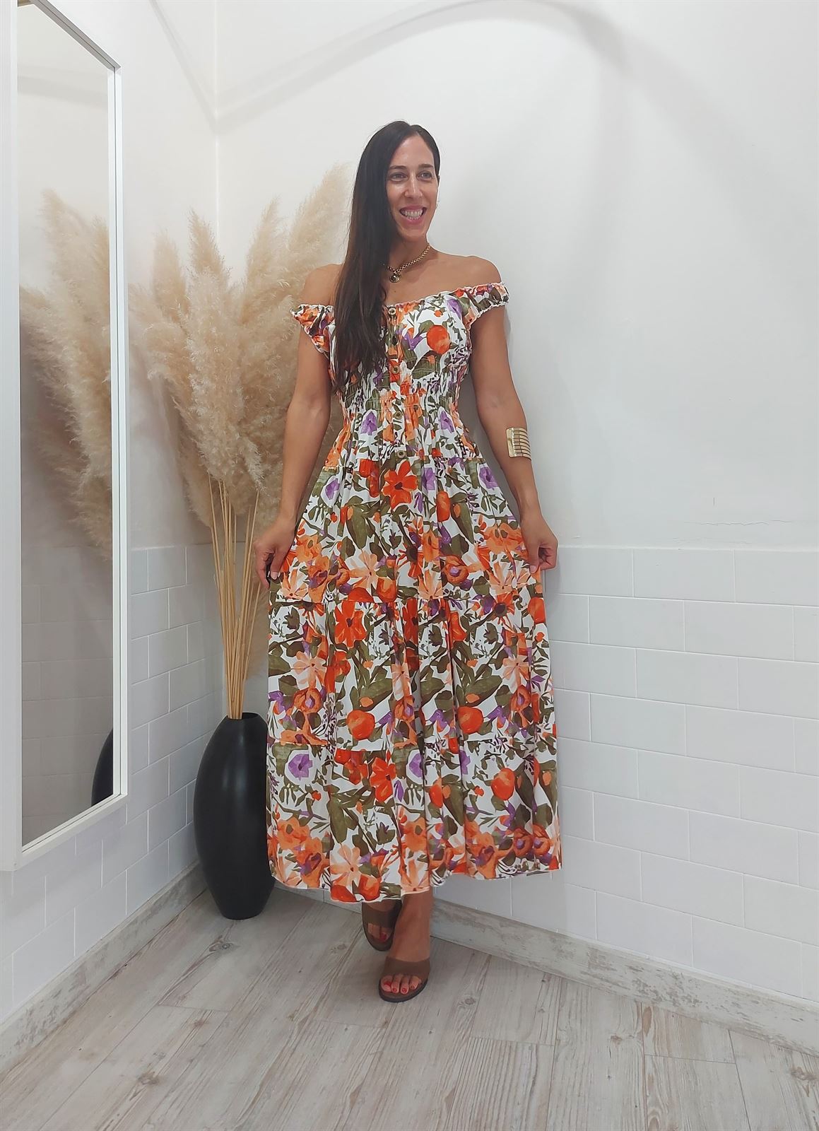 VESTIDO TROPICO NARANJA - Imagen 1