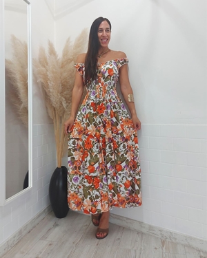 VESTIDO TROPICO NARANJA - Imagen 1